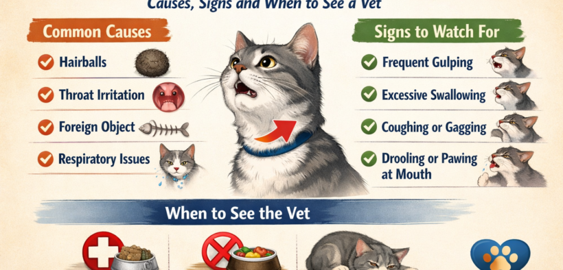 Cat Gulping and Swallowing Hard: Causes, Signs and When to See a Vet